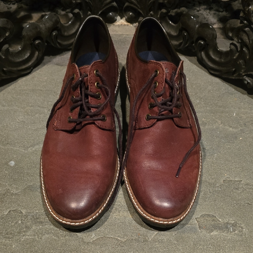 Elegant Cole Haan Nathan Plain Toe Men's Brown Leather Oxfords Size 9M